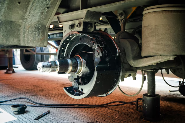 Heavy-duty brake service on a commercial truck